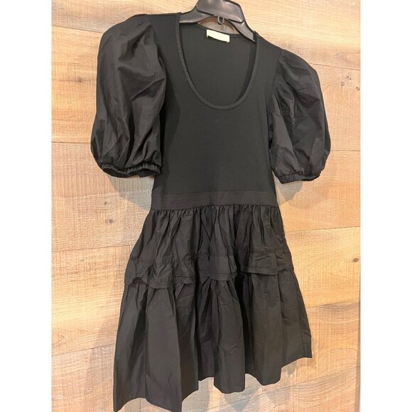 NEW ULLA JOHNSON Tilda BLACK Mixed Media Mini dress SIZE S - Picture 6 of 8